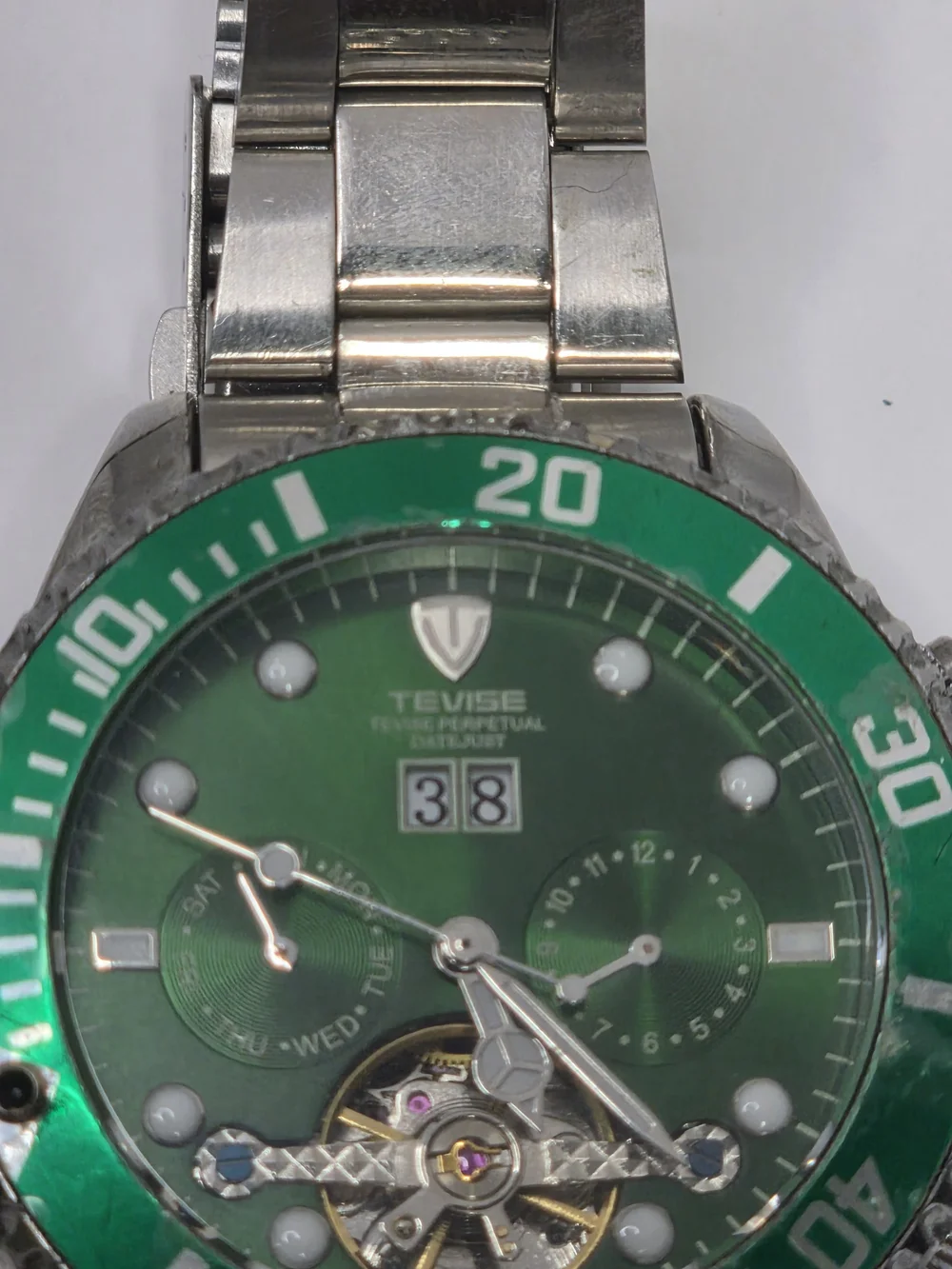 Tevise Men's Green Stainless Steel Automatic Watch